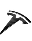 Model X Front T Logo Overlay - Real Dry Molded Carbon Fiber