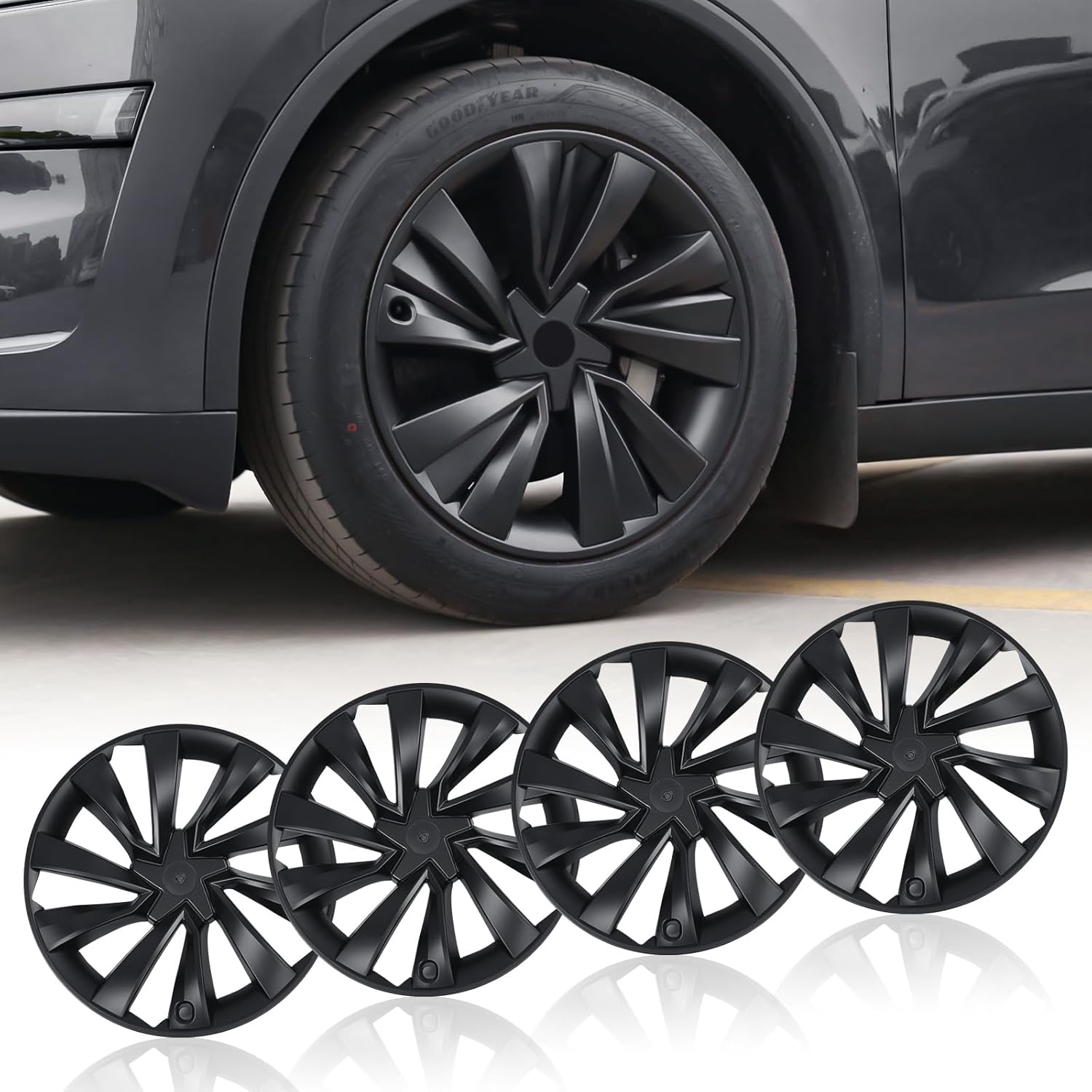 2026+ | Model Y Juniper Refreshed 19" Crossflow Spiral Storm Wheel Covers (Set of 4)