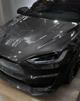 2021+ | Model X Viento Robot Hood - Dual Layer with Xpel Clear Bra- Dry Molded Carbon Fiber