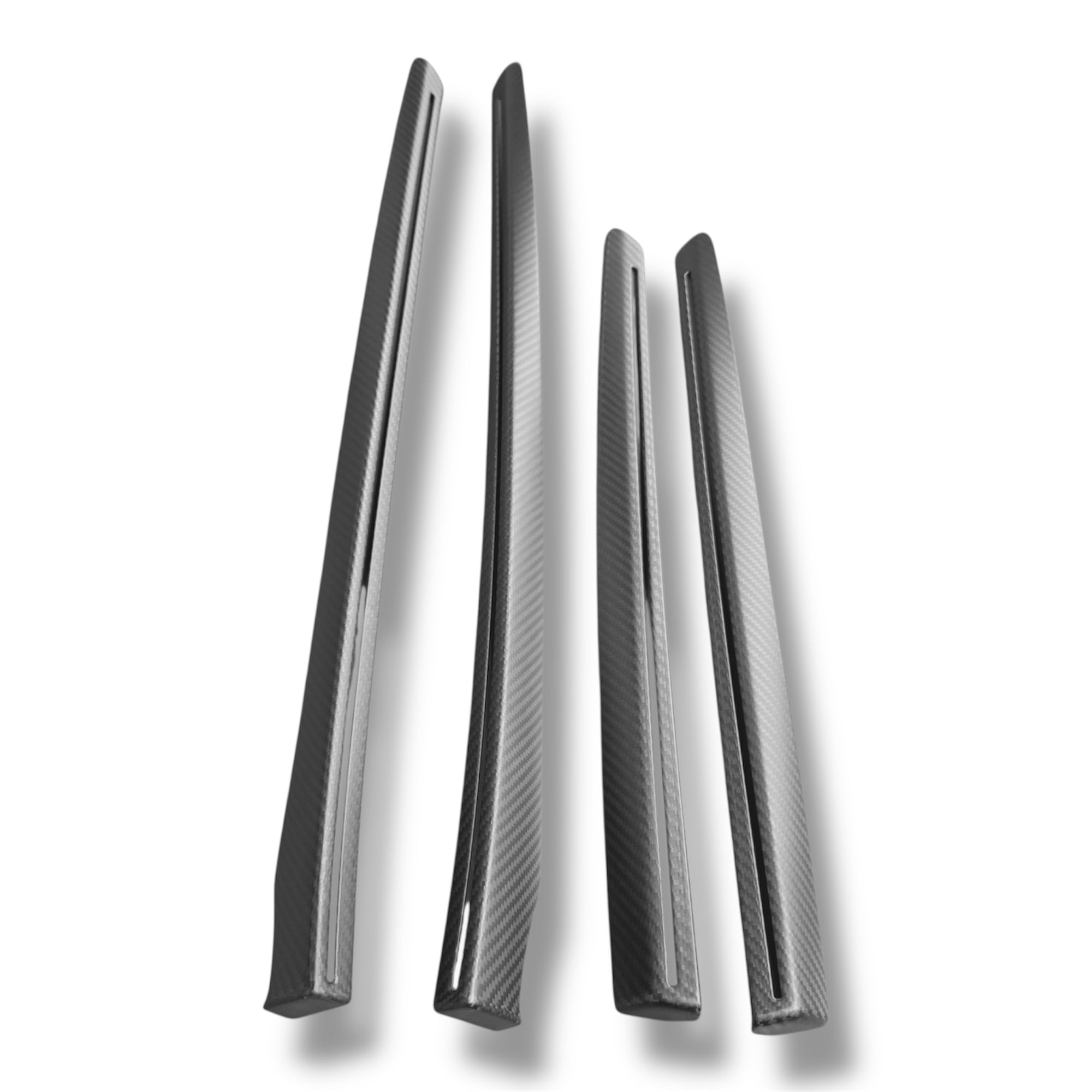2026+ | Model Y Juniper Refreshed "Plain Weave" (Performance Look) Extended Front & Rear Door Panel Overlays (4 Pieces) - Real Dry Molded Carbon Fiber