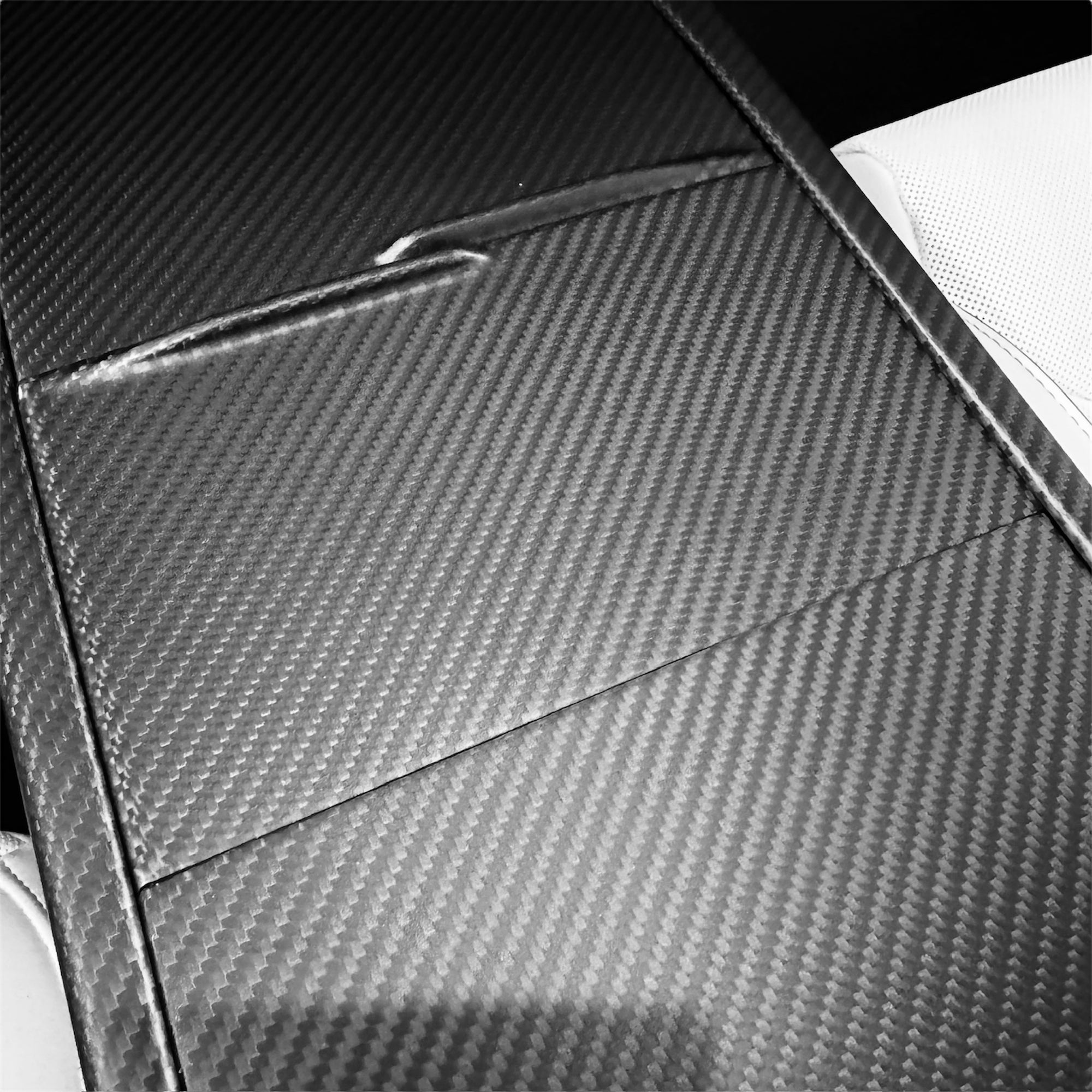 2026+ | Model Y Juniper Refreshed Extended Front Cup Holder & Center Console Full Overlay 2.0 (4 Piece Kit) - Real Dry Molded Carbon Fiber