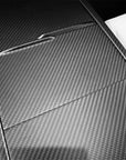 2024+ | Model 3 Highland Refreshed Extended Front Cup Holder & Center Console Full Overlay 2.0 (4 Piece Kit) - Real Dry Molded Carbon Fiber