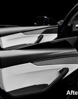 2026+ | Model Y Juniper Refreshed "Plain Weave" (Performance Look) Full Upper Extended Front & Rear Door Panel Overlays (4 Pieces) - Real Dry Molded Carbon Fiber