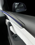 2026+ | Model Y Juniper Refreshed "Plain Weave" (Performance Look) Full Upper Extended Front & Rear Door Panel Overlays (4 Pieces) - Real Dry Molded Carbon Fiber