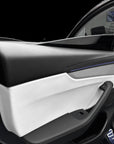 2026+ | Model Y Juniper Refreshed "Plain Weave" (Performance Look) Full Upper Extended Front & Rear Door Panel Overlays (4 Pieces) - Real Dry Molded Carbon Fiber