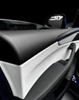 2026+ | Model Y Juniper Refreshed "Plain Weave" (Performance Look) Full Upper Extended Front & Rear Door Panel Overlays (4 Pieces) - Real Dry Molded Carbon Fiber