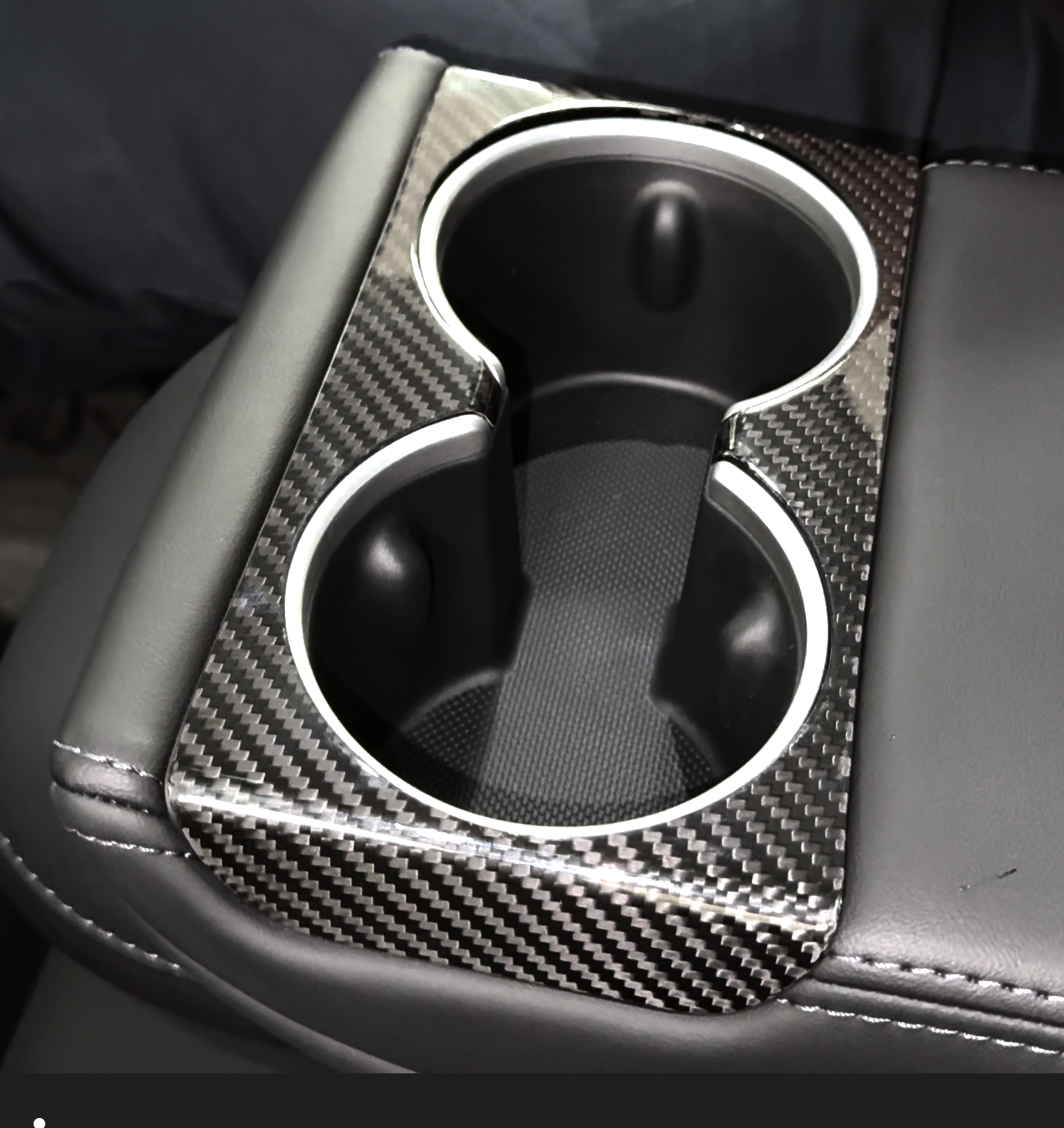 2024+ | Model 3 Highland Refreshed Backseat Cup Holder Overlay - Real Dry Molded Carbon Fiber