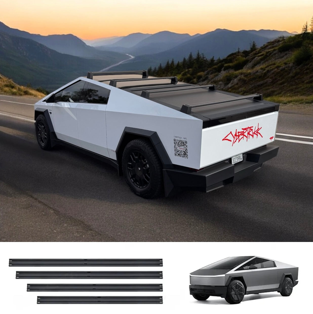 Cybertruck Roof Rack Crossbars - Front/Rear (2 or 4 Pieces)
