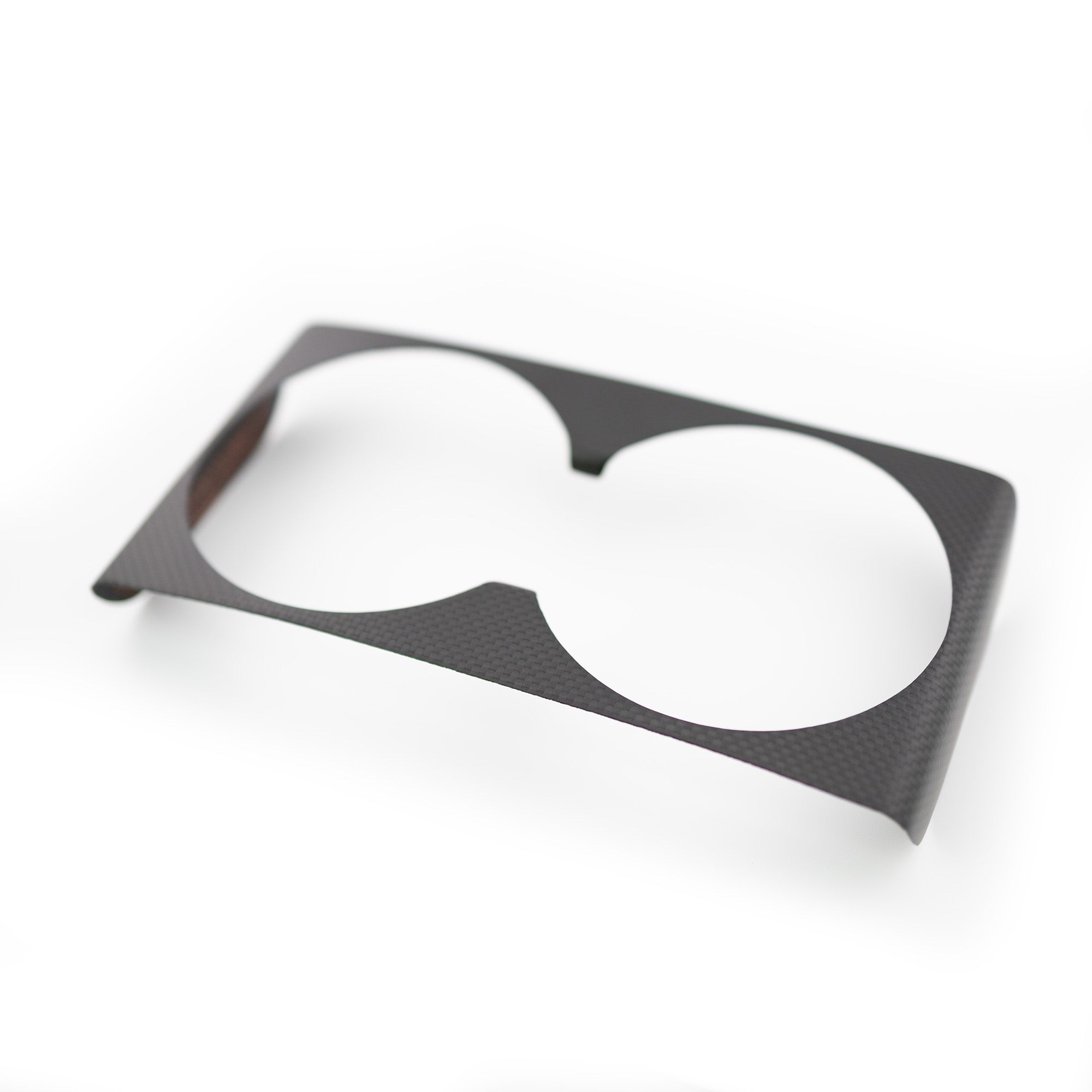 2024+ | Model 3 Highland Refreshed "Plain Weave" (Performance Look) Backseat Cup Holder Overlay - Real Dry Molded Carbon Fiber