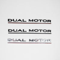 DUAL MOTOR Badges - Black or Chrome With Stripe