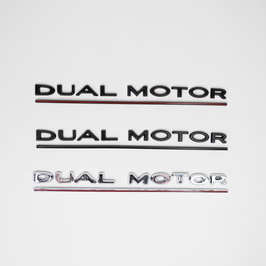 DUAL MOTOR Badges - Black or Chrome With Stripe