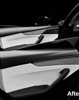 2026+ | Model Y Juniper Refreshed "Plain Weave" (Performance Look) Full Upper Extended Front & Rear Door Panel Overlays (4 Pieces) - Real Dry Molded Carbon Fiber
