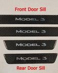 Model 3 Door Sill Covers Front & Rear (1 Pair) - Flexible Urethane Carbon Fiber