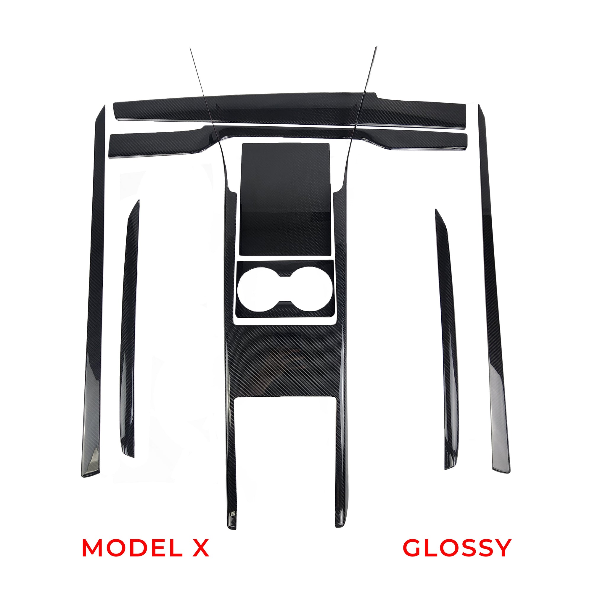 Model S & X Interior Upgrade Kit "Go Plaid" (9 & 12 Piece Kit) - Real Molded Carbon Fiber - Goodbye Wood