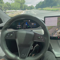 2021+ | Model S & X Round Steering Wheel Upgraded with Leather & REAL MOLDED CARBON FIBER