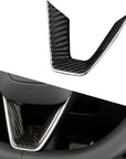 2024+ | Model 3 Highland Refreshed Steering Wheel Lower V Shaped Overlay - Real Dry Molded Carbon Fiber