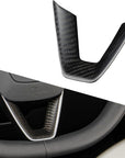 2024+ | Model 3 Highland Refreshed Steering Wheel Lower V Shaped Overlay - Real Dry Molded Carbon Fiber