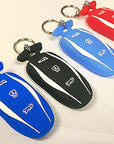 Model S, 3, & Y Key Fob Silicone Cover w/ Key Ring & Chain