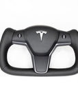 Model 3 & Y Yoke Style Steering Wheel - Full Black Leather - Heated