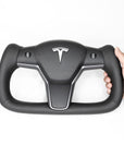 Model 3 & Y Yoke Style Steering Wheel - Full Black Leather - Heated