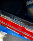 2015-2020 | Model S Front Door Sill Covers (1 Pair) - Flexible Urethane Carbon Fiber