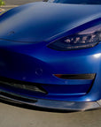 2017-2023 | Model 3 Razzo Aero Front Lip (3 Pieces with 2 Flanges).- Real Molded Carbon Fiber