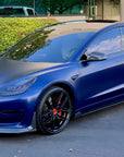 2017-2023 | Model 3 Razzo Aero Front Lip (3 Pieces with 2 Flanges).- Real Molded Carbon Fiber