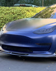2017-2023 | Model 3 Razzo Aero Front Lip (3 Pieces with 2 Flanges).- Real Molded Carbon Fiber