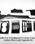 2012-2021 | Model S & X Dashboard & Center Console Upgrade Kit (7 Pieces) - Hydro Carbon Fiber Coated