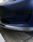 2017-2023 | Model 3 Razzo Aero Front Lip (3 Pieces with 2 Flanges).- Real Molded Carbon Fiber