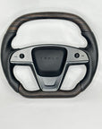 2021-2023 Model S & X Sport Steering Wheel Horizontal Top & Bottom - Ebony Decor Wood Matching