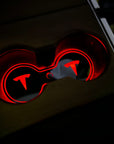 Model 3 & Y Dual Cupholder T Logo 7-Color LED Pad