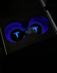 Model 3 & Y Dual Cupholder T Logo 7-Color LED Pad