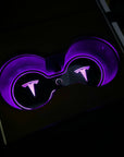 Model 3 & Y Dual Cupholder T Logo 7-Color LED Pad