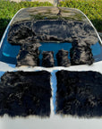 Faux Sheepskin Seat Covers, Headrests, & Pillows Front & Rear - Black (SET OF 7)