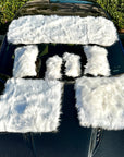Faux Sheepskin Seat Covers, Headrests, & Pillows Front & Rear- White (SET OF 7)