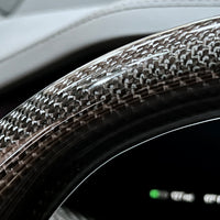2021-2023 Model S & X Sport Steering Wheel Horizontal Top & Bottom- Real Molded Carbon Fiber