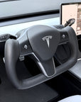 Model 3 & Y Yoke Style Steering Wheel - Full Black Leather - Heated