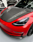 2017-2023 | Model 3 Viento Robot Hood - Dual Layer with Xpel Clear Bra- Real Molded Carbon Fiber