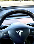 Model 3 & Y Upper Steering Wheel Overlay - Real Molded Carbon Fiber