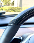 Model 3 & Y Upper Steering Wheel Overlay - Real Molded Carbon Fiber