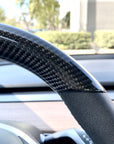 Model 3 & Y Upper Steering Wheel Overlay - Real Molded Carbon Fiber