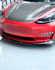 2017-2023 | Model 3 Front Lip Splitter Gen. 2 (3 Piece Style) - Real Molded Carbon Fiber