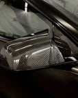 2017+ | Model 3 GT Style Side View Mirror Overlay Cap Covers (1 Pair) - Real Dry Molded Carbon Fiber