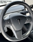 Model 3 & Y Steering Wheel Overlay (3 Piece) - Real Molded Carbon Fiber