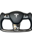 Model 3 & Y Yoke Style Steering Wheel - Carbon Fiber & Black Leather Handles