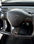 Model 3 & Y Yoke Style Steering Wheel - Carbon Fiber & Black Leather Handles