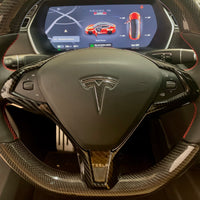 2012-2020 Model S & X Steering Wheel Bezel Cap - Hydro Carbon Fiber Coated