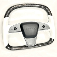 2021-2023 | Model S & X Yoke D-Round Steering Wheel - Real Molded Carbon Fiber