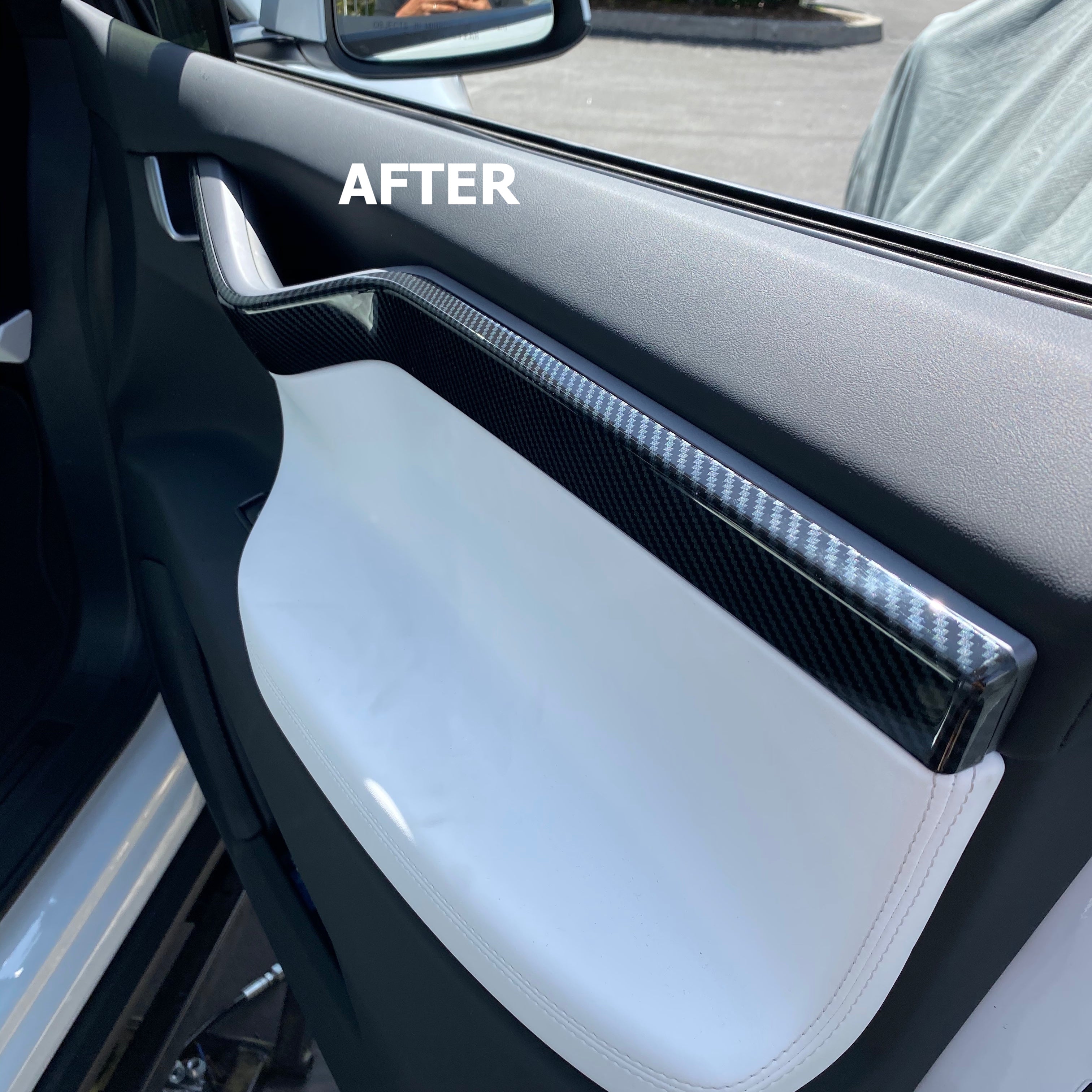 Model X Interior Door Handle Conversion Kit Hydro Carbon Fiber Coate